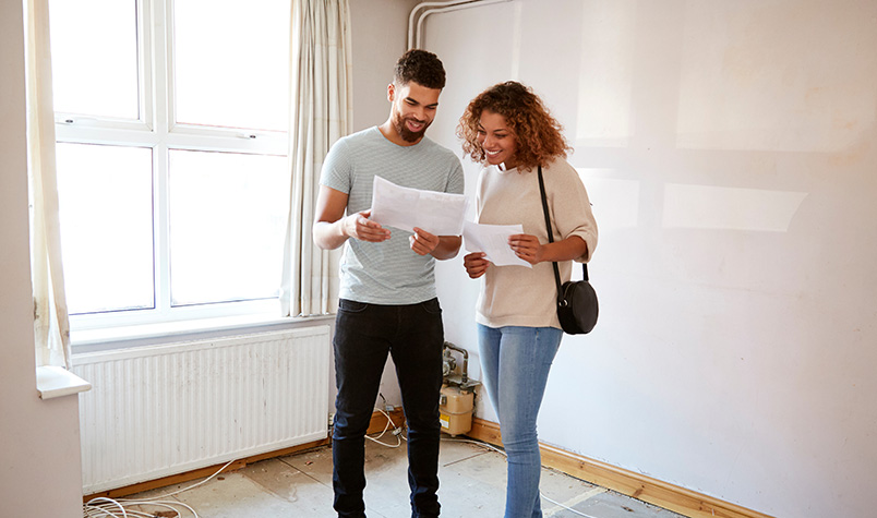Couple looking at new home