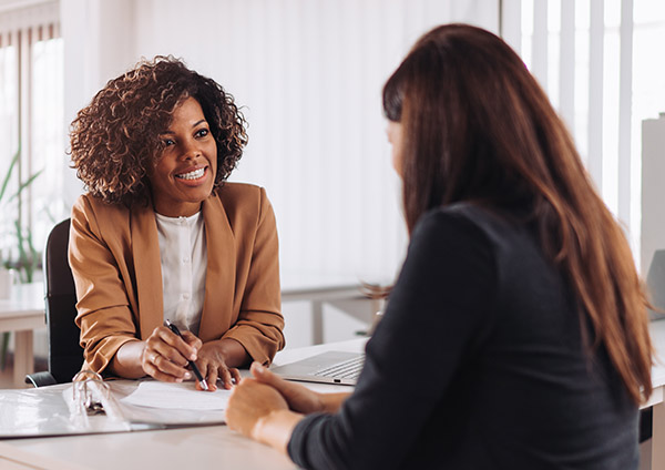Financial advisor with client