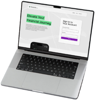 Ascend Bank log in screen on a laptop